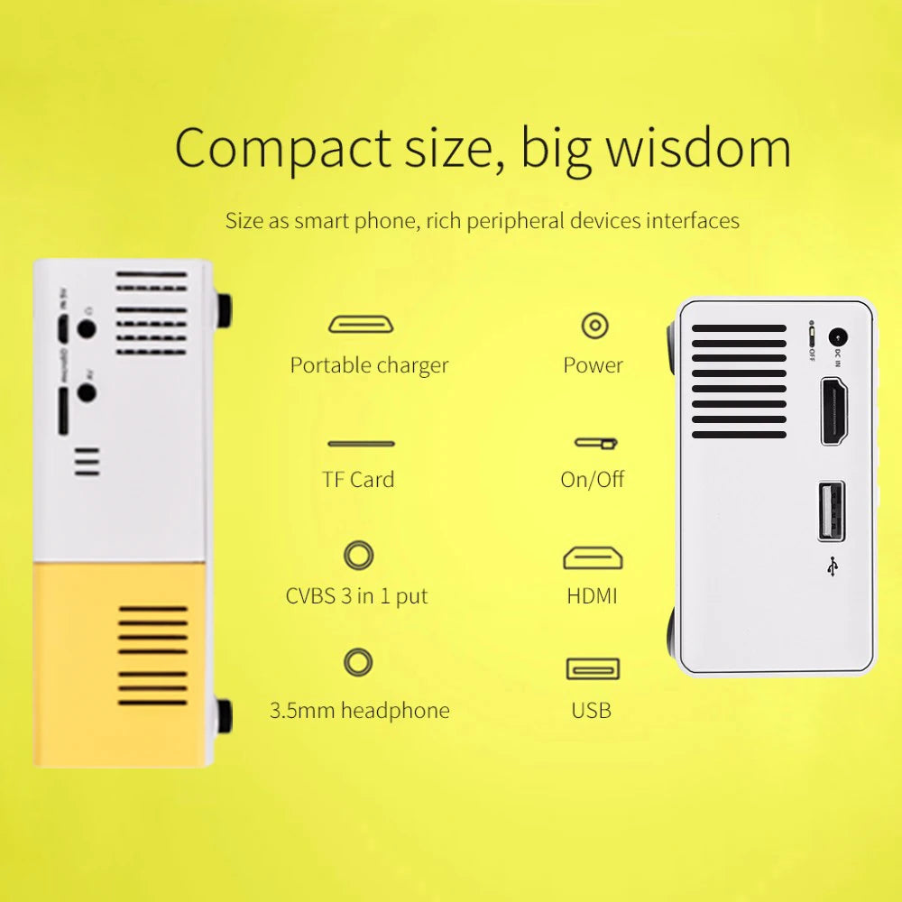 "Mini Projector β 1080P Full HD Support, Portable LED Projector, 4K Video Playback, Multiple Connectivity Options "